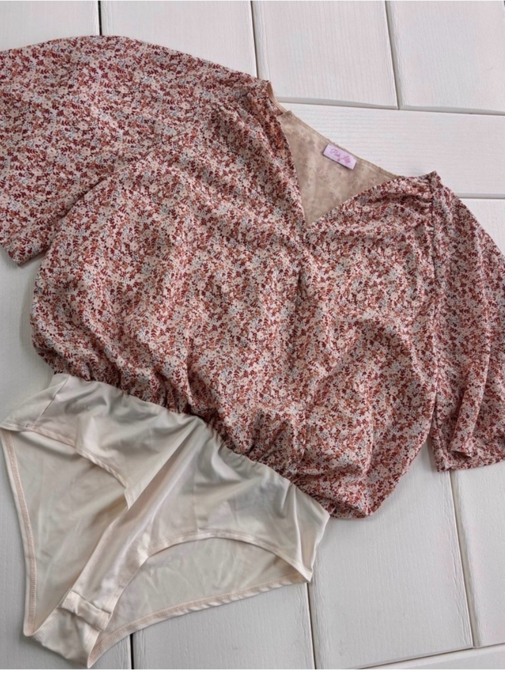 Pink Lily Floral Blouse Bodysuit